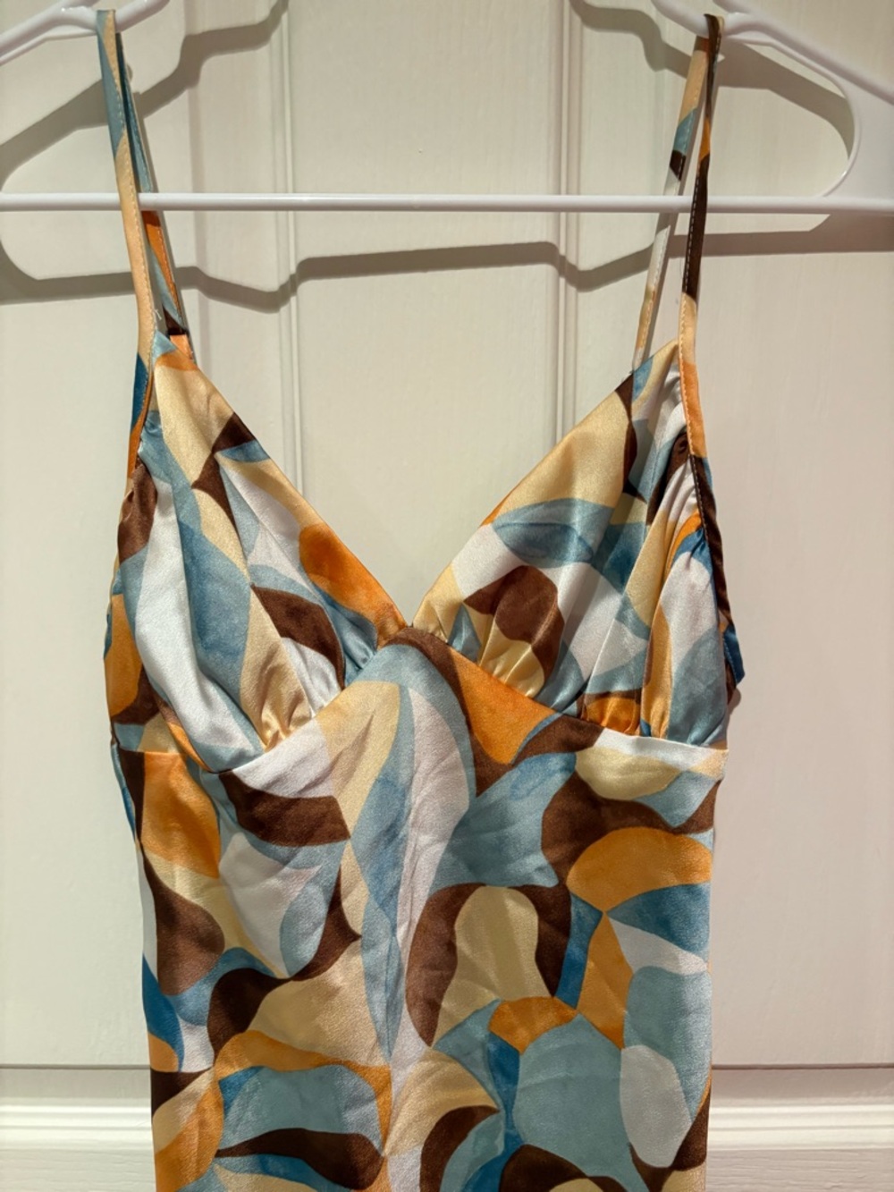 Multi-Color Abstract Print Slip Dress - Spaghetti Strap - Picture 5 of 7